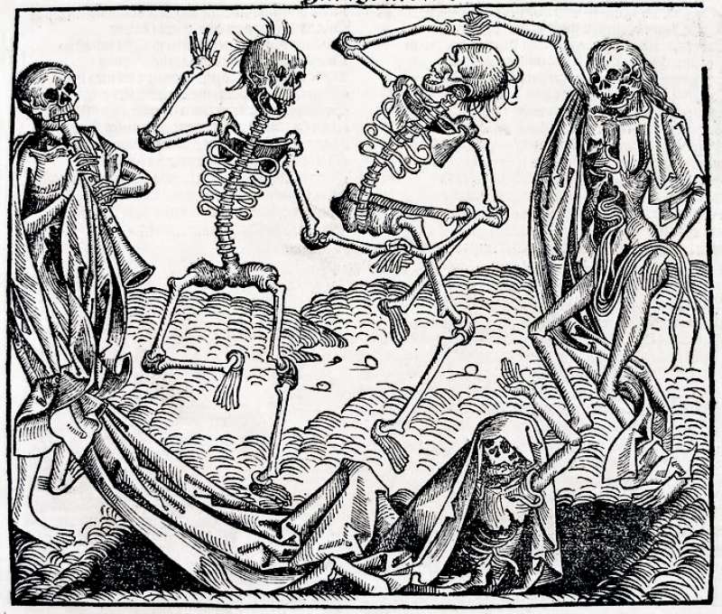 The Dance of Death (1493) by Michael Wolgemut, from the Nuremberg Chronicle of Hartmann Schedel The Dance of Death (1493) by Michael Wolgemut, from the Nuremberg Chronicle of Hartmann Schedel