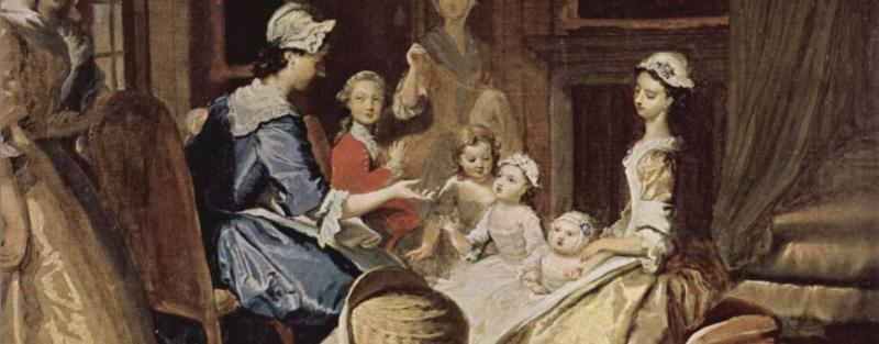 Joseph Highmore’s illustration of Pamela teaching her children (1743–45)