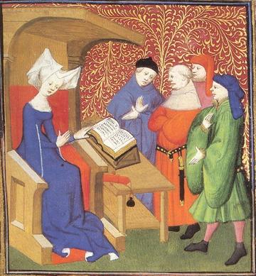 From compendium of Christine de Pizan’s works, 1413. Produced in her scriptorium in Paris 