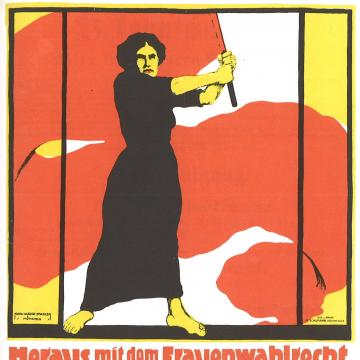 Poster for Women's Day, March 8, 1914. Claming voting right for women.